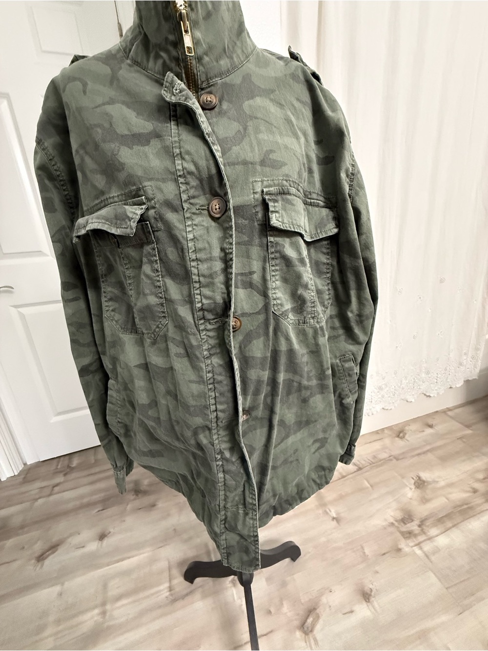 Olive Camo Utility Jacket - Women's Lightweight Military surplus Jacket
